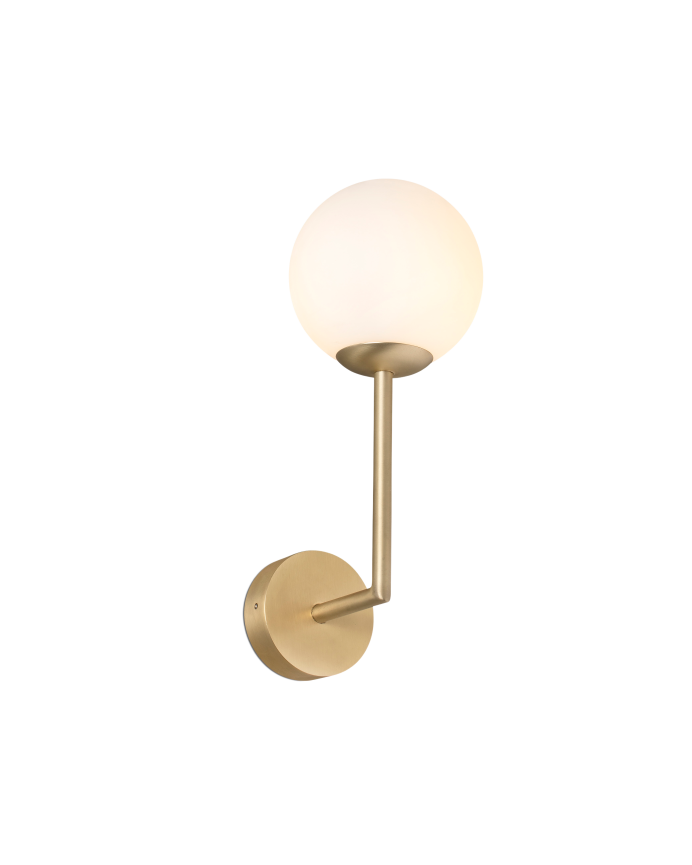 Applique dorée composée d'une structure en métal et d'un diffuseur en verre
