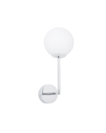 Applique argentée composée d'une structure en métal et d'un diffuseur en verre