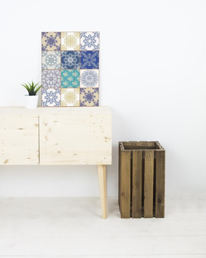 Poubelle/porte-parapluie en bois massif ton chêne foncé 30,5x49x26,6cm