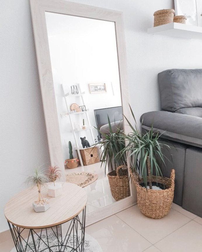Miroir effet bois beige en différentes tailles
