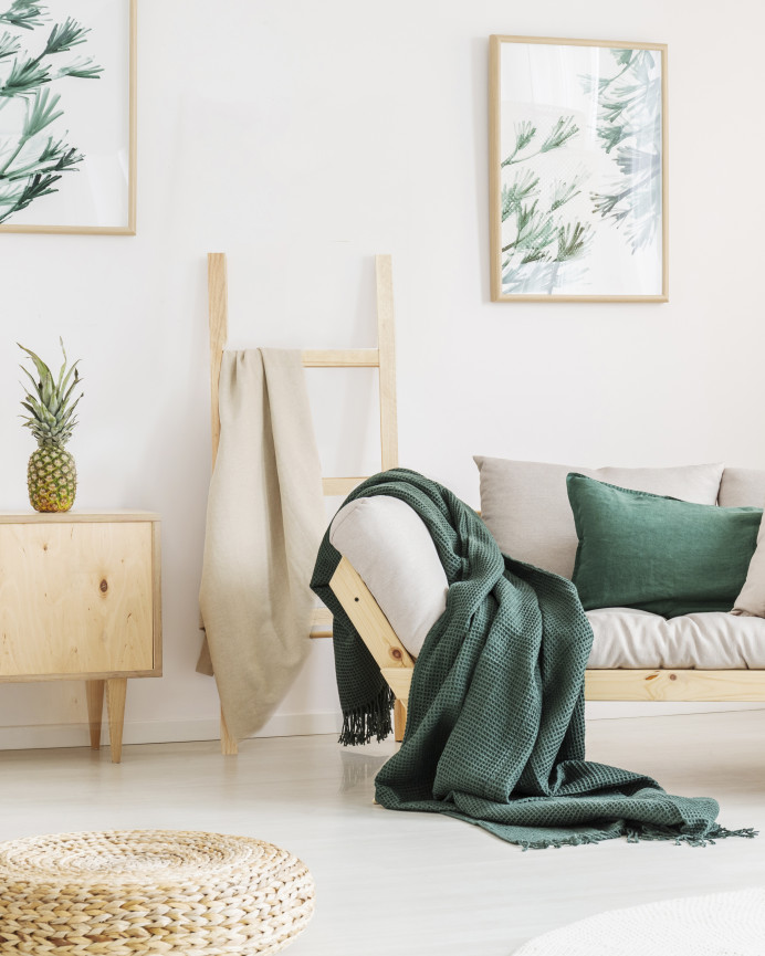 Échelle en bois massif ton naturel 118x41cm