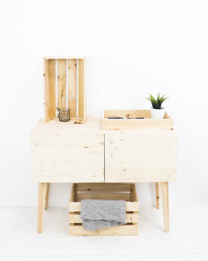 Grande boîte en bois massif ton naturel