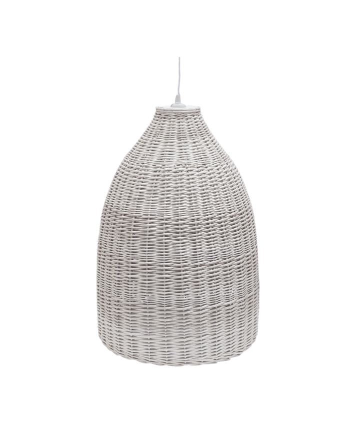 Plafonnier en osier ton blanc 65x45cm