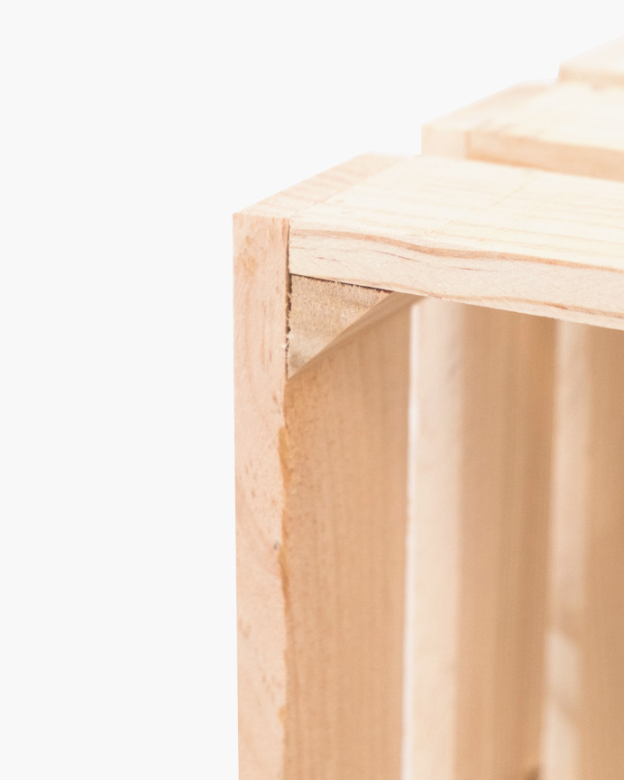 Grande caisse en bois massif ton naturel avec Roulettes Verticales 30,5x25,5x49 cm