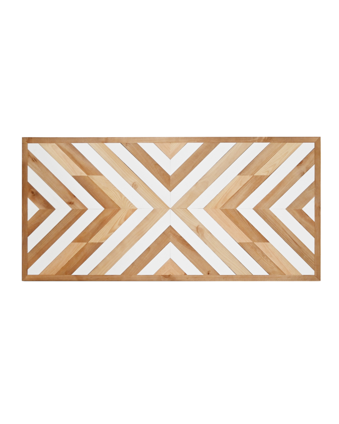 Tête de lit en bois massif dans les tons naturels de chêne foncé et blanc 165x85cm