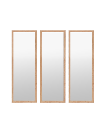 Pack 3 miroirs muraux rectangulaires en bois naturel, 90x30cm