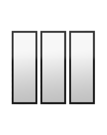 Pack 3 miroirs muraux rectangulaires en bois noir, 90x30cm
