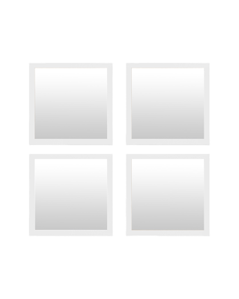 Pack 4 miroirs muraux carrés en bois ton blanc 30x30cm