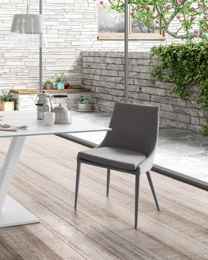 Chaises capitonnées gris foncé 87x51cm