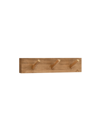 Cintre mural en bois massif ton chêne foncé 26x5cm