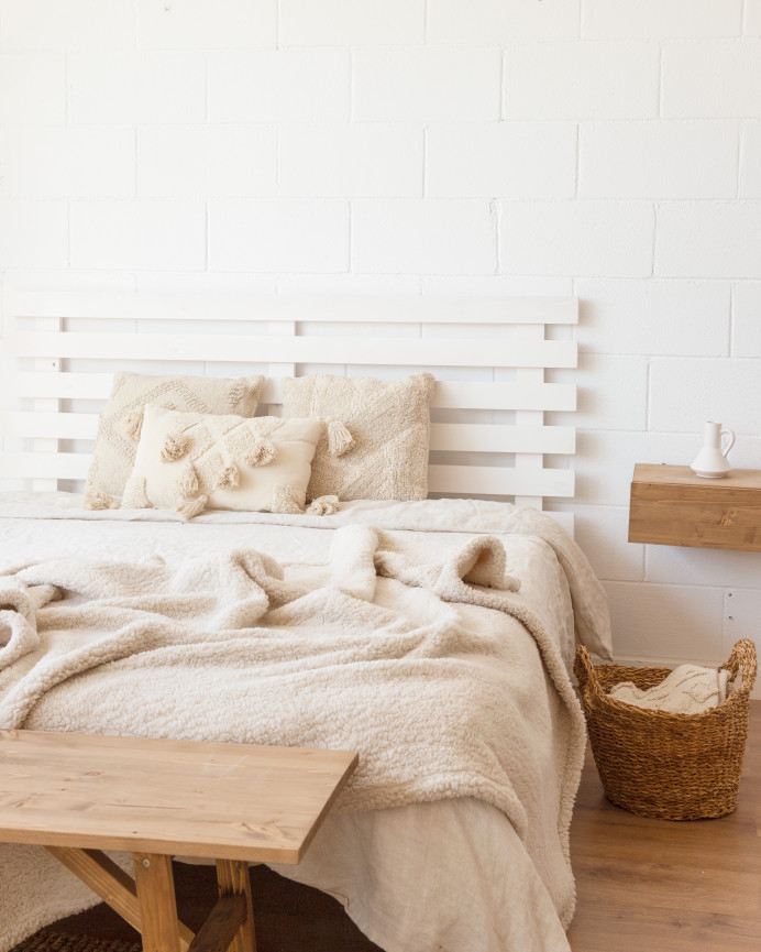 Tête de lit en bois massif blanc en différentes tailles