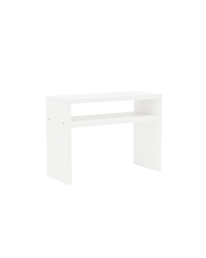 Table de chevet en bois massif blanc 50x36cm