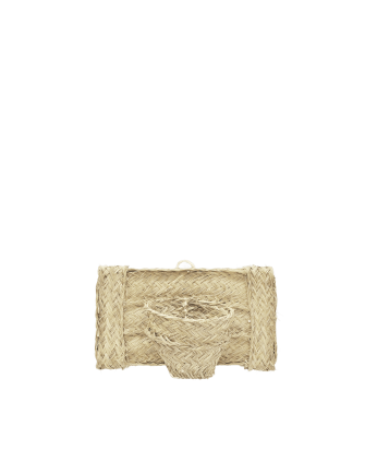 Jardinière murale horizontale en alfa naturel et cadre en bois de 40x22cm