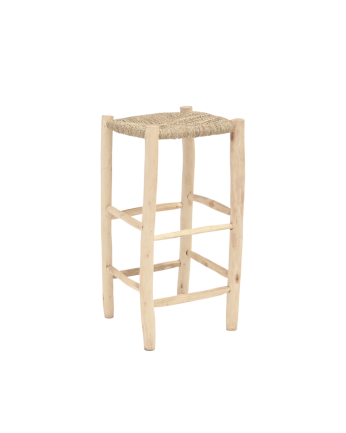 Tabouret palmetto tressé et structure en bois massif 75x40cm