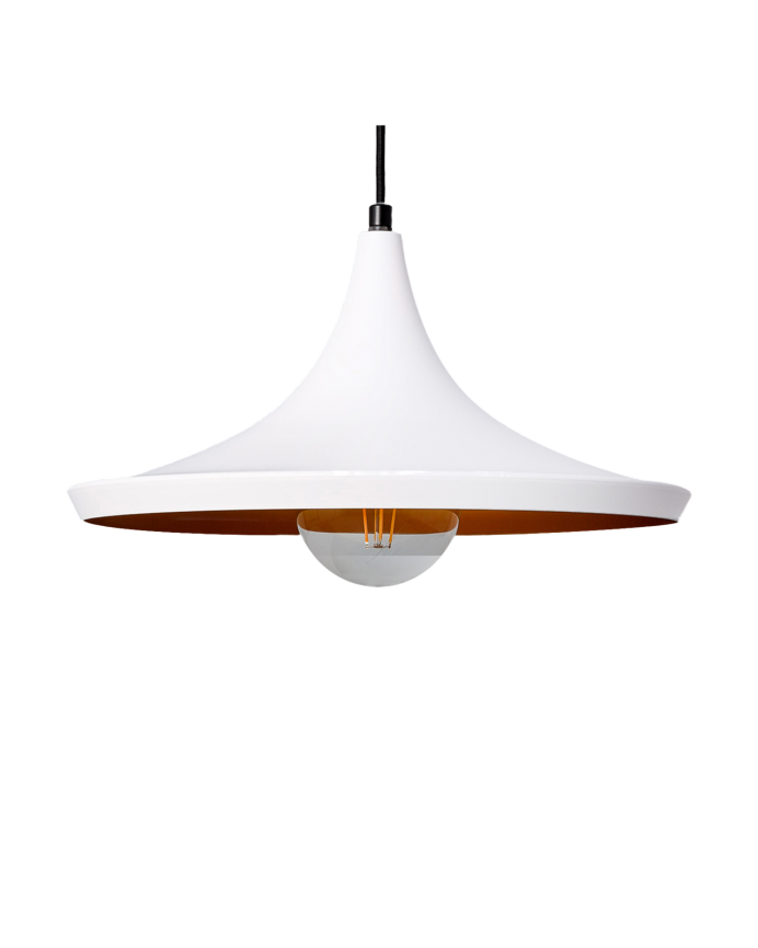 Plafonnier en aluminium blanc à l'extérieur et cuivre à l'intérieur