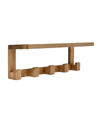 Portemanteau/cintre en bois massif avec étagère 20x50cm ton chêne foncé