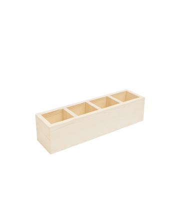 Organisateur à quatre compartiments en bois massif ton naturel 10x40cm