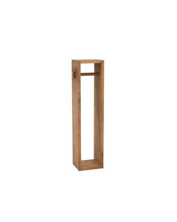 Porte-rouleau de papier toilette sur pied en bois massif ton chêne foncé 70x17cm
