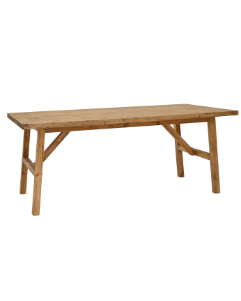 Table à manger en bois massif ton chêne foncé en différentes tailles