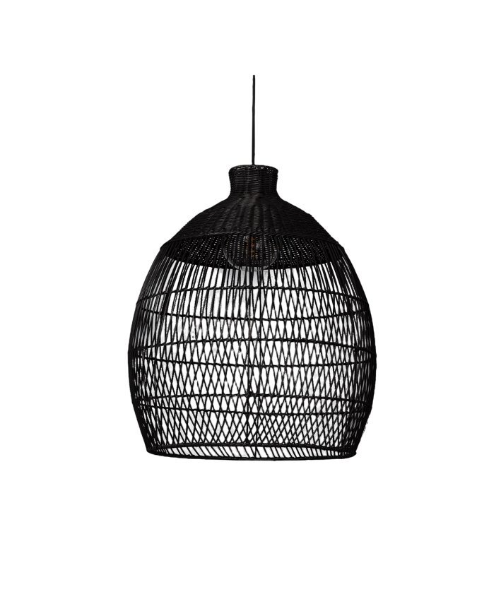 Plafonnier en fibre d'osier naturel noir 60x50cm