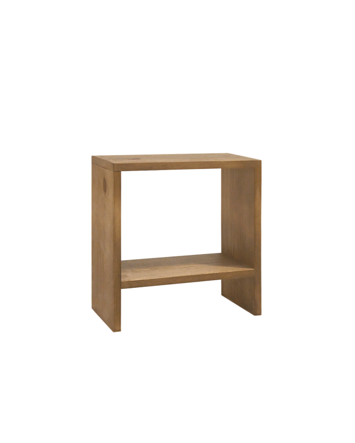 Table de chevet en bois massif ton chêne foncé 40x20cm