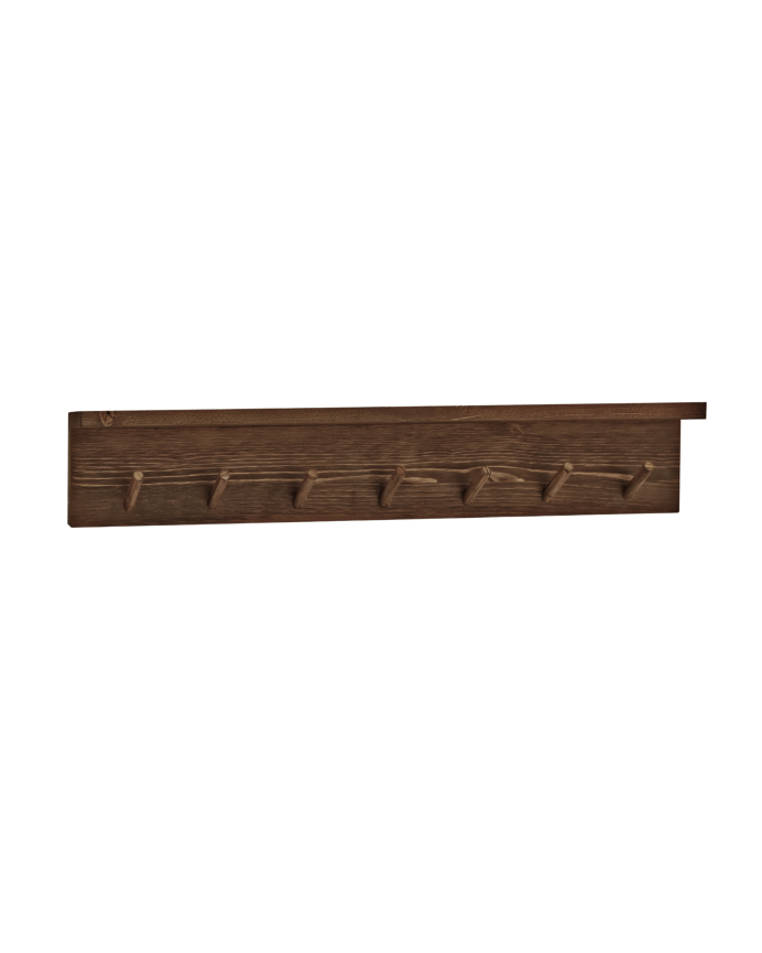 Support mural en bois massif ton noyer 61x10cm