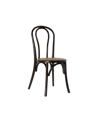 Chaises avec une structure en bois ton noir avec grilles en rotin en assise 89x43cm