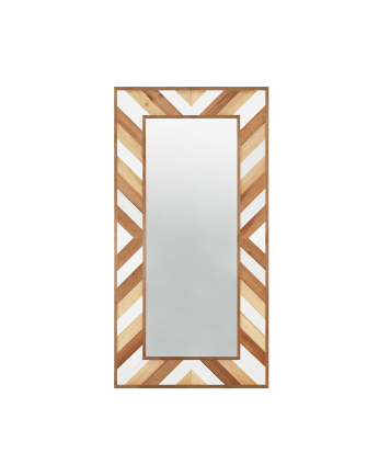 Miroir effet bois massif en chêne foncé naturel et blanc 163x84cm