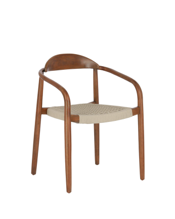 Chaises avec structure en bois d'eucalyptus et assise en corde beige 78x50cm