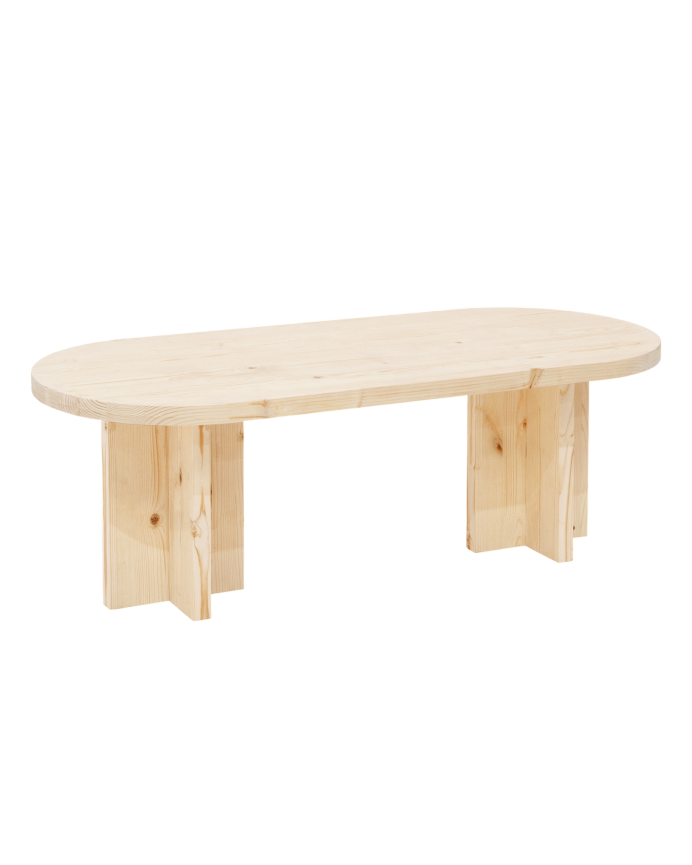 Table basse en bois massif ton naturel 120x50cm