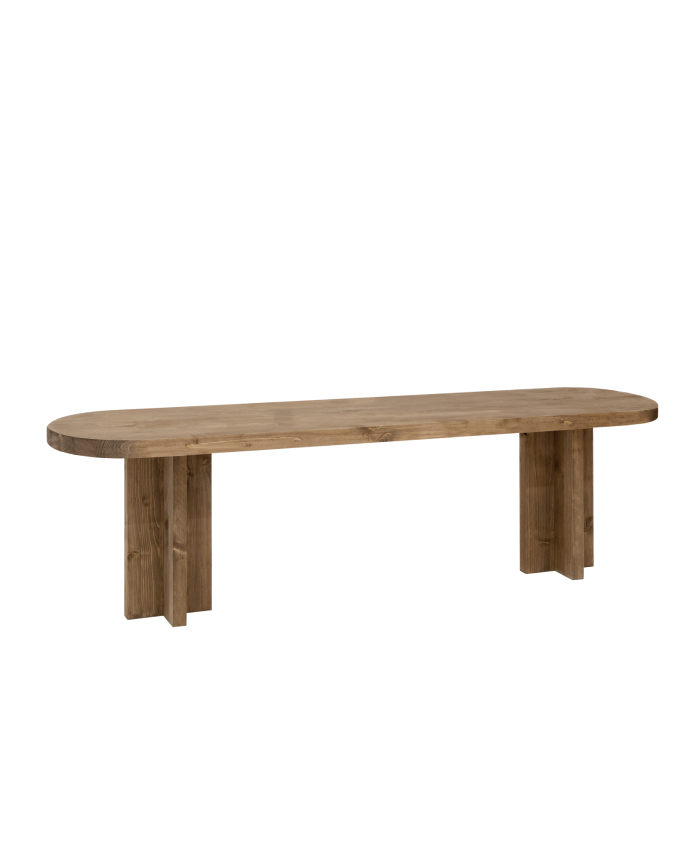 Banc en bois massif ton chêne foncé en différentes tailles