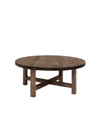 Table basse ronde en bois massif ton noyer en différentes tailles