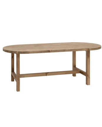 Table à manger ovale en bois massif ton chêne foncé en différentes tailles