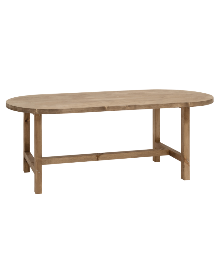 Table à manger ovale en bois massif ton chêne foncé en différentes tailles