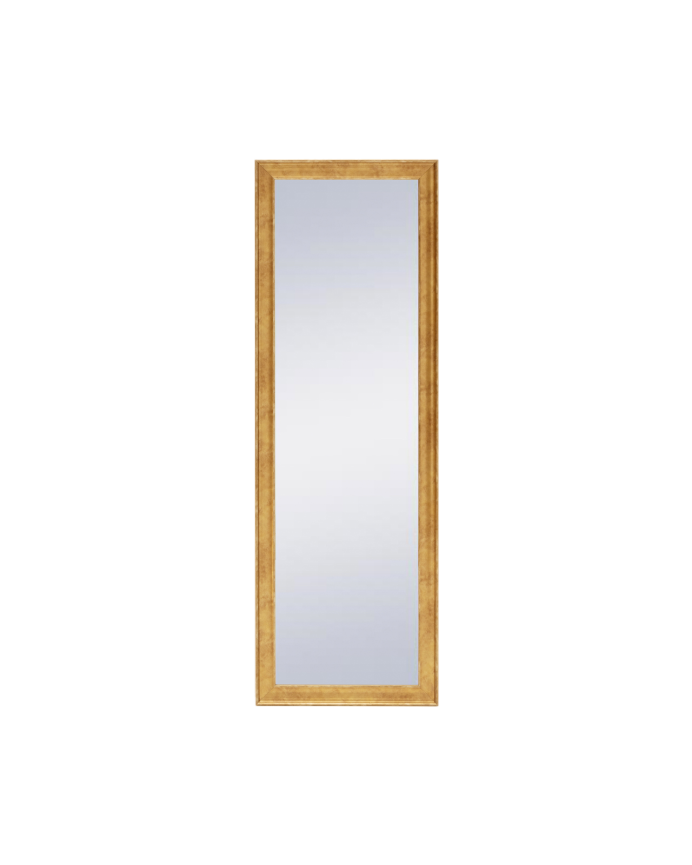 Miroir en bois massif ton dorée de forme rectangulaire en différentes tailles