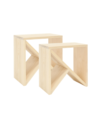 Pack 2 tables en bois massif ton naturel en différentes tailles