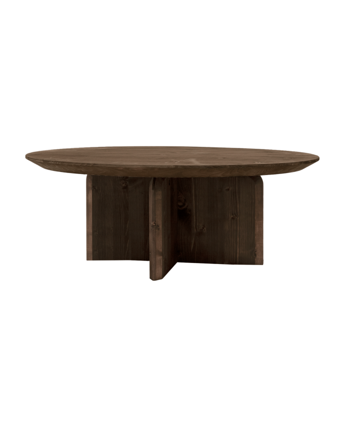 Table basse ronde en bois massif ton noyer en différentes tailles