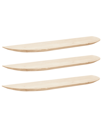 Pack 3 étagères flottantes arrondies en bois massif ton naturel en différentes tailles