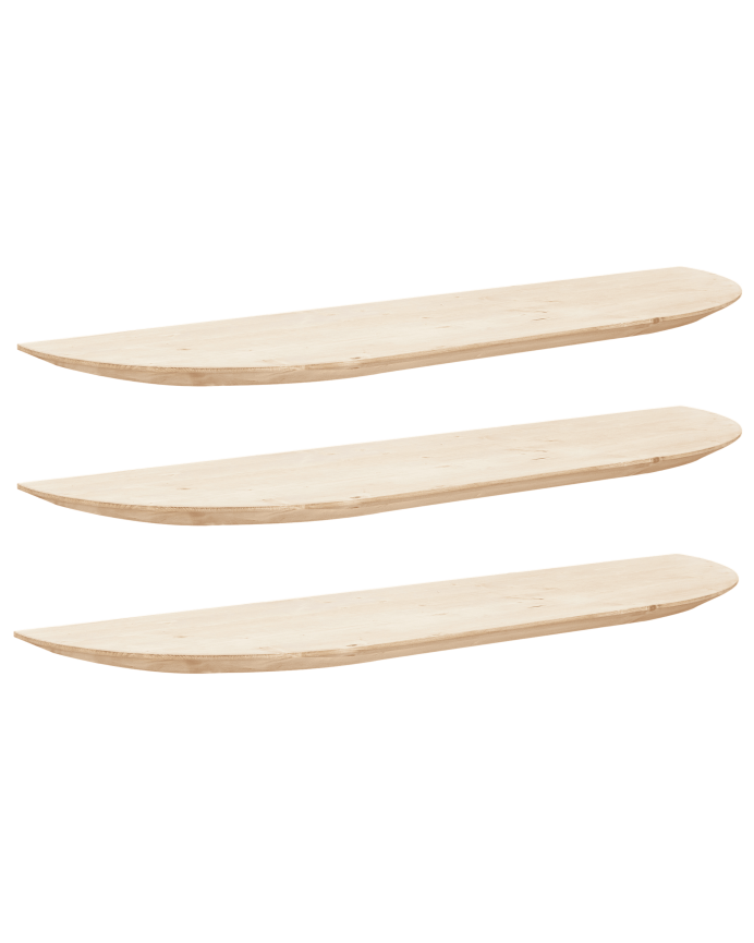 Pack 3 étagères flottantes arrondies en bois massif ton naturel en différentes tailles