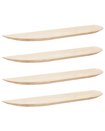Pack 4 étagères flottantes arrondies en bois massif ton naturel en différentes tailles