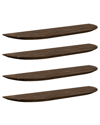Pack 4 étagères flottantes arrondies en bois massif ton noyer en différentes tailles