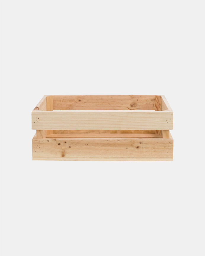 Boîte en bois massif de ton naturel moyen