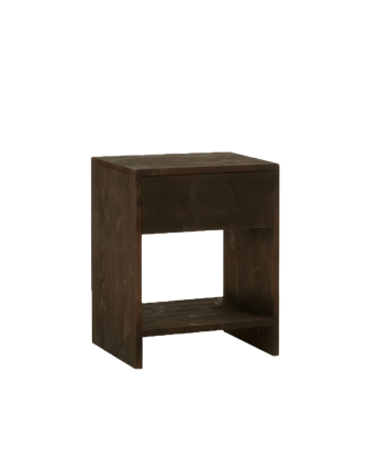Table de chevet en bois massif avec un tiroir couleur noyer en différentes tailles