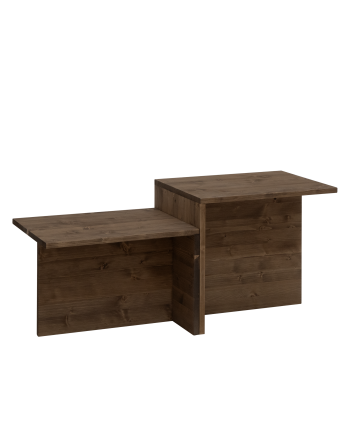 Table basse 2 pièces en bois massif ton noyer de 100x44.6cm