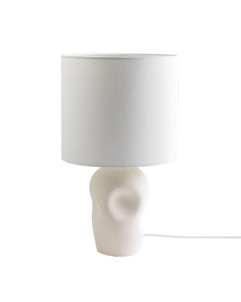 Lampe de table en céramique et abat-jour en tissu de coton et polyester de 47x27cm