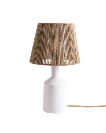 Lampe de table en céramique et abat-jour en corde de chanvre de 46x27cm
