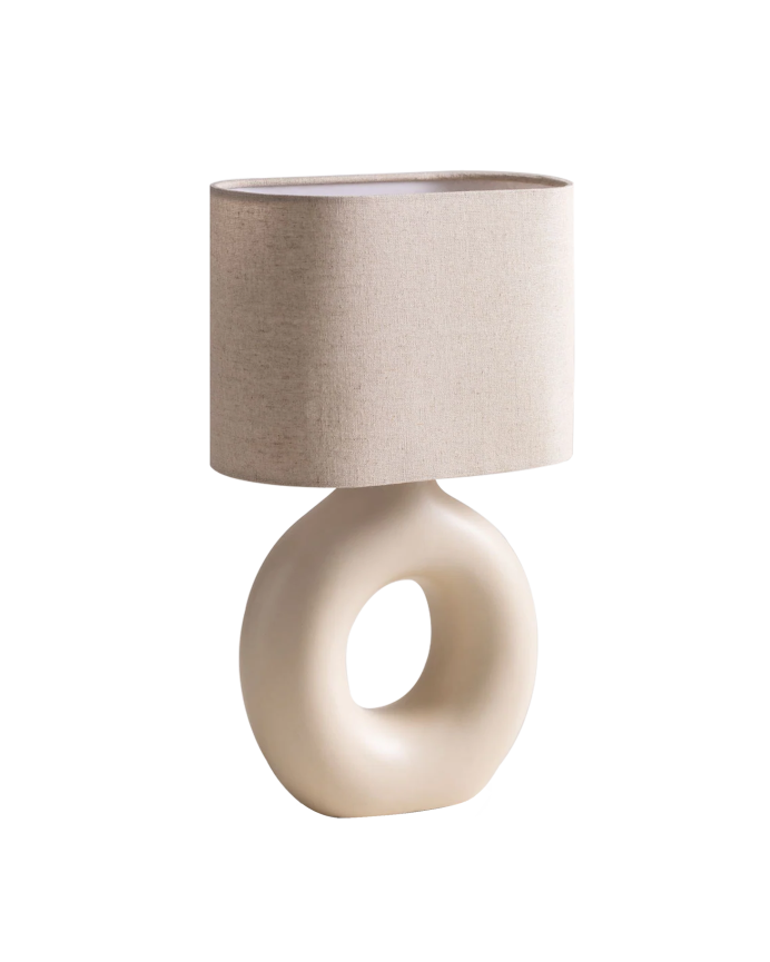 Lampe de table en céramique et abat-jour en tissu de lin de 41x26cm