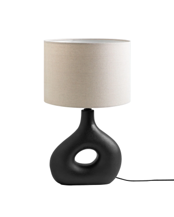 Lampe de table en céramique et abat-jour en tissu de lin de 51x30cm