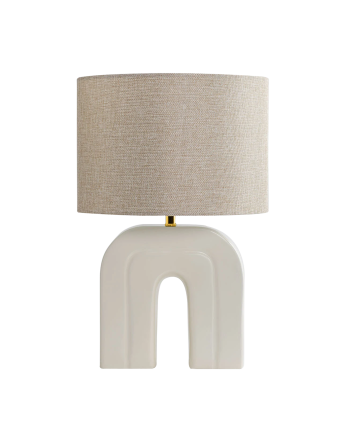 Lampe de table en résine émaillée et abat-jour en tissu de lin de 45x30cm