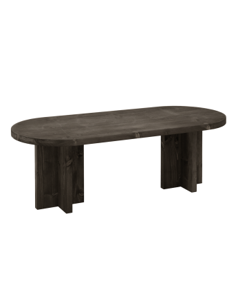 Table basse en bois massif ton noir 120x50cm